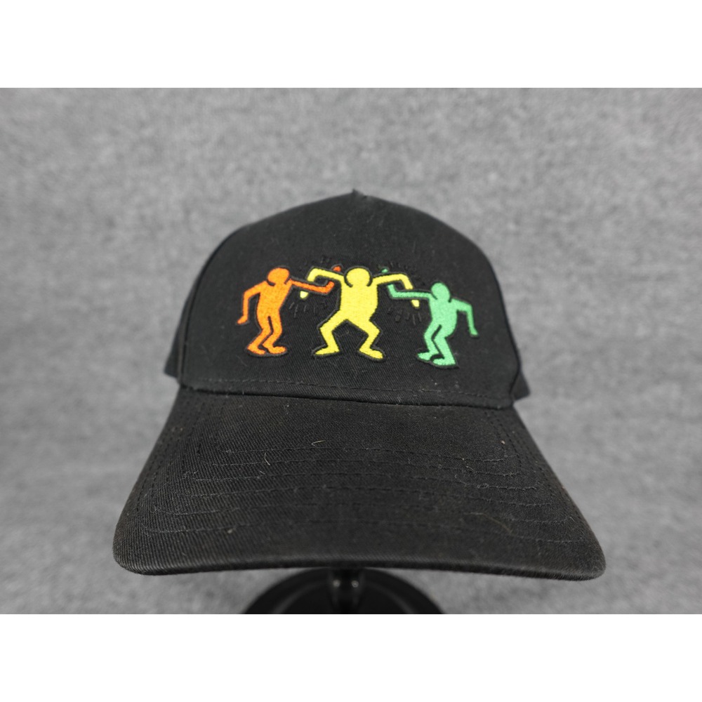 Keith Haring Snapback Hat Mens OSFM Black Embroidered‎ Dancing Figures Art